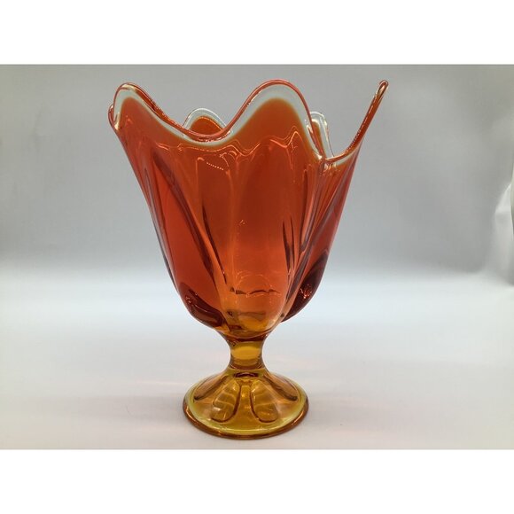 Viking Vintage 6 Pedal Amberina Vase MCM Collectible Art Glass 9 Inches Tall - Picture 7 of 12